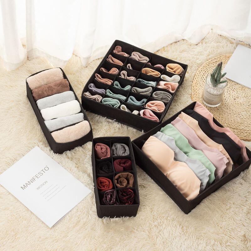 

4pcs Underwear Storage Box, Black