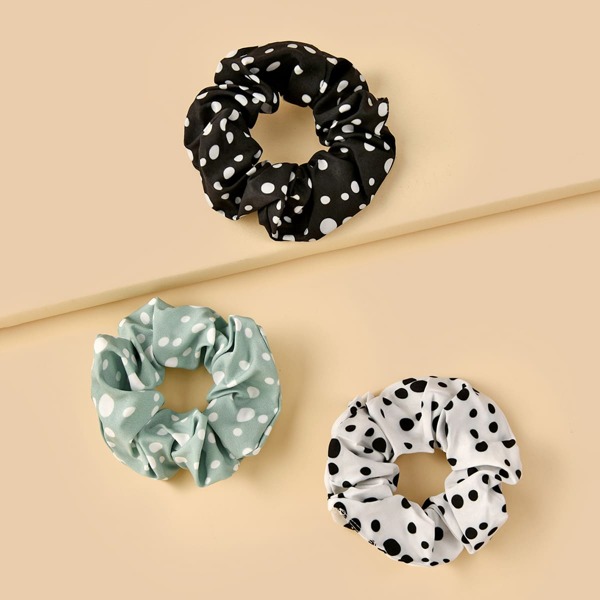 

3pcs Polka Dot Scrunchie, Multicolor