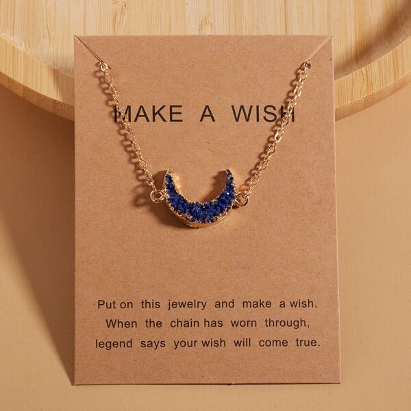 

Moon Charm Necklace, Blue
