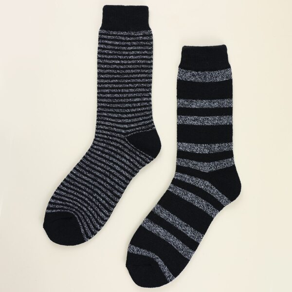 

2pairs Men Striped Pattern Socks, Black