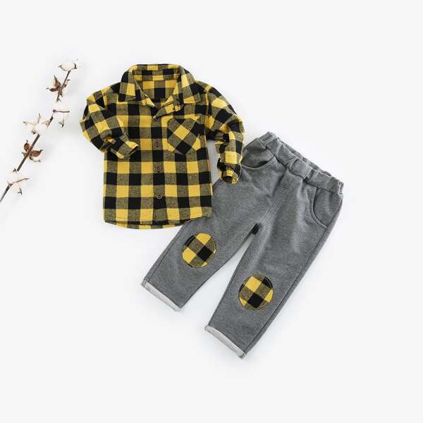 

Toddler Boys Gingham Shirt & Sweatpants, Multicolor