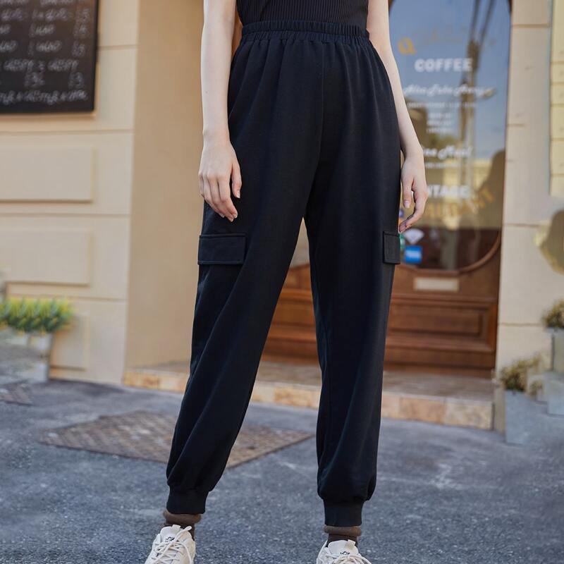 

Solid Cargo Pants, Black