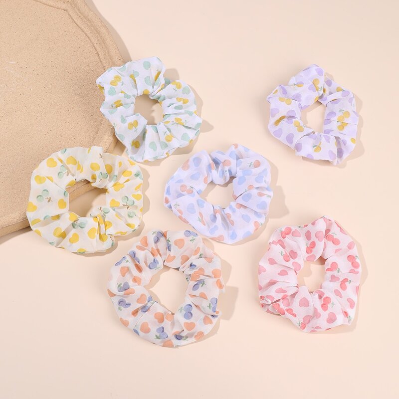 

6pcs Fruit Scrunchie, Multicolor