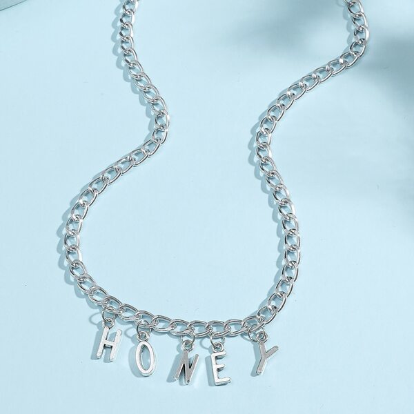 

Letter Charm Necklace, Silver