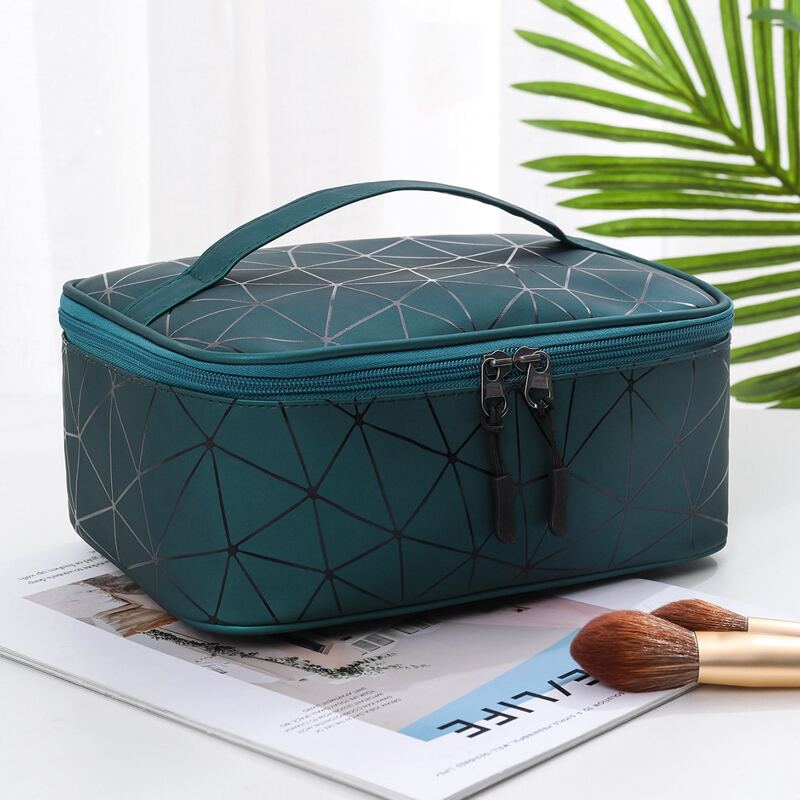 

Geometric Pattern Cosmetic Storage Bag, Dark green