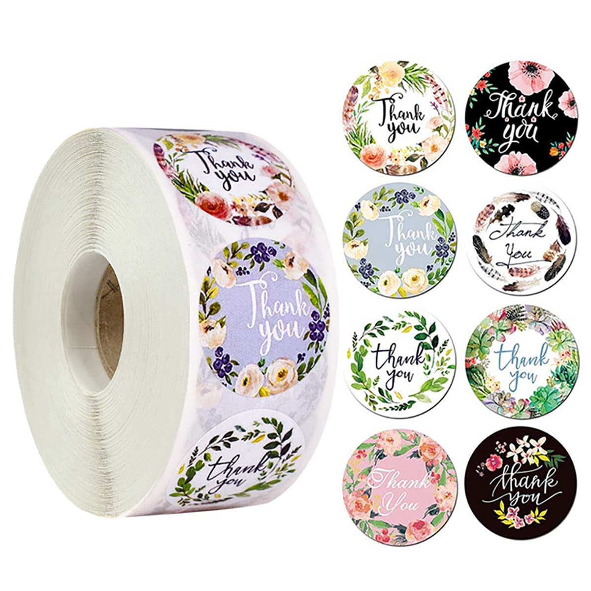 

500pcs Thank You Floral Pattern Sticker, Multicolor