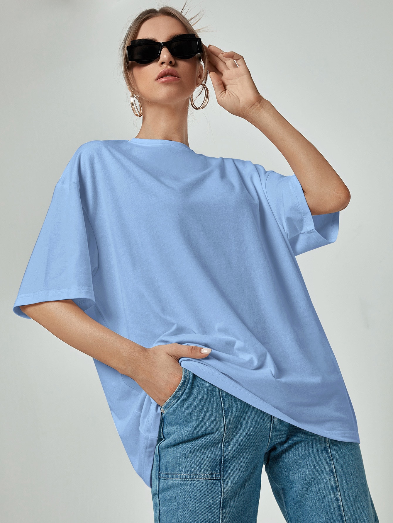 Solid Longline Oversized Tee thumbnail
