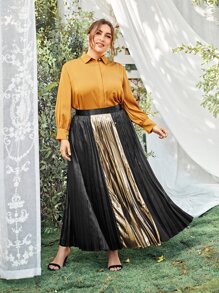 SHEIN Váy Plus Size Dây kéo Khối Màu Hấp dẫn - Nhiều màu - Xem 3