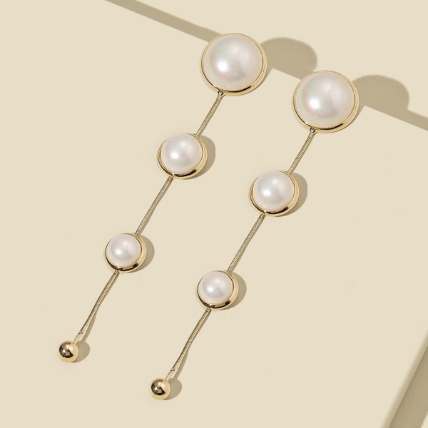

Faux Pearl Decor Drop Earrings, White