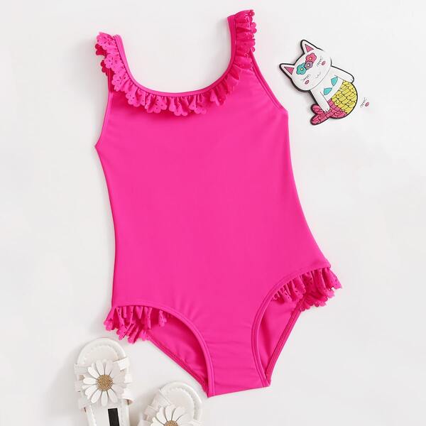 

Toddler Girl Schiffy Trim One Piece Swimsuit, Hot pink