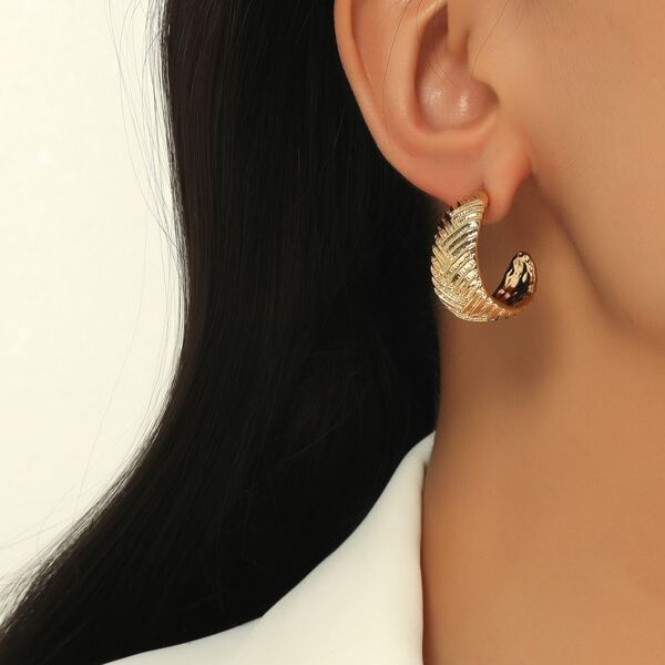 

Textured Metal Earrings, Gold