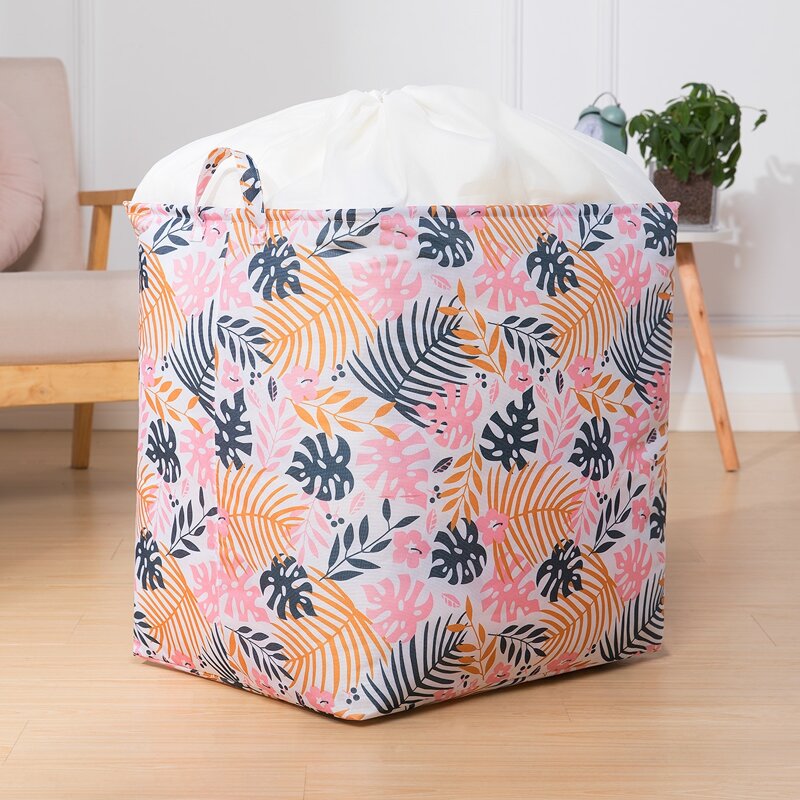 

Leaf Print Clothes Storage Basket, Pink