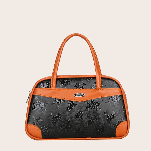 

Floral Embossed Duffle Bag, Black