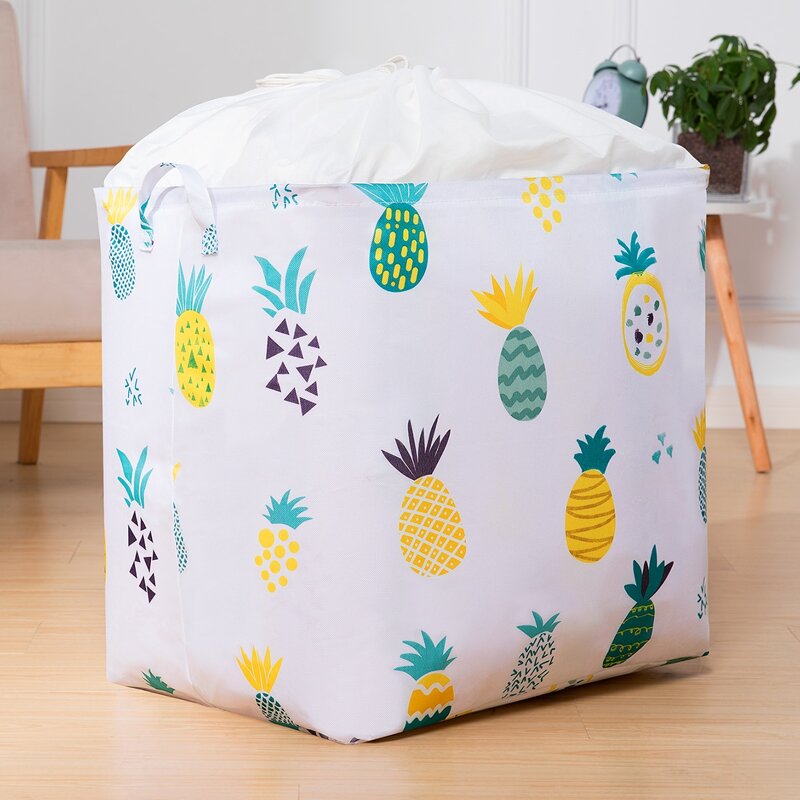 

Pineapple Print Clothes Storage Basket, White