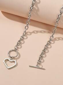 Heart Charm Necklace - Silver - View 3
