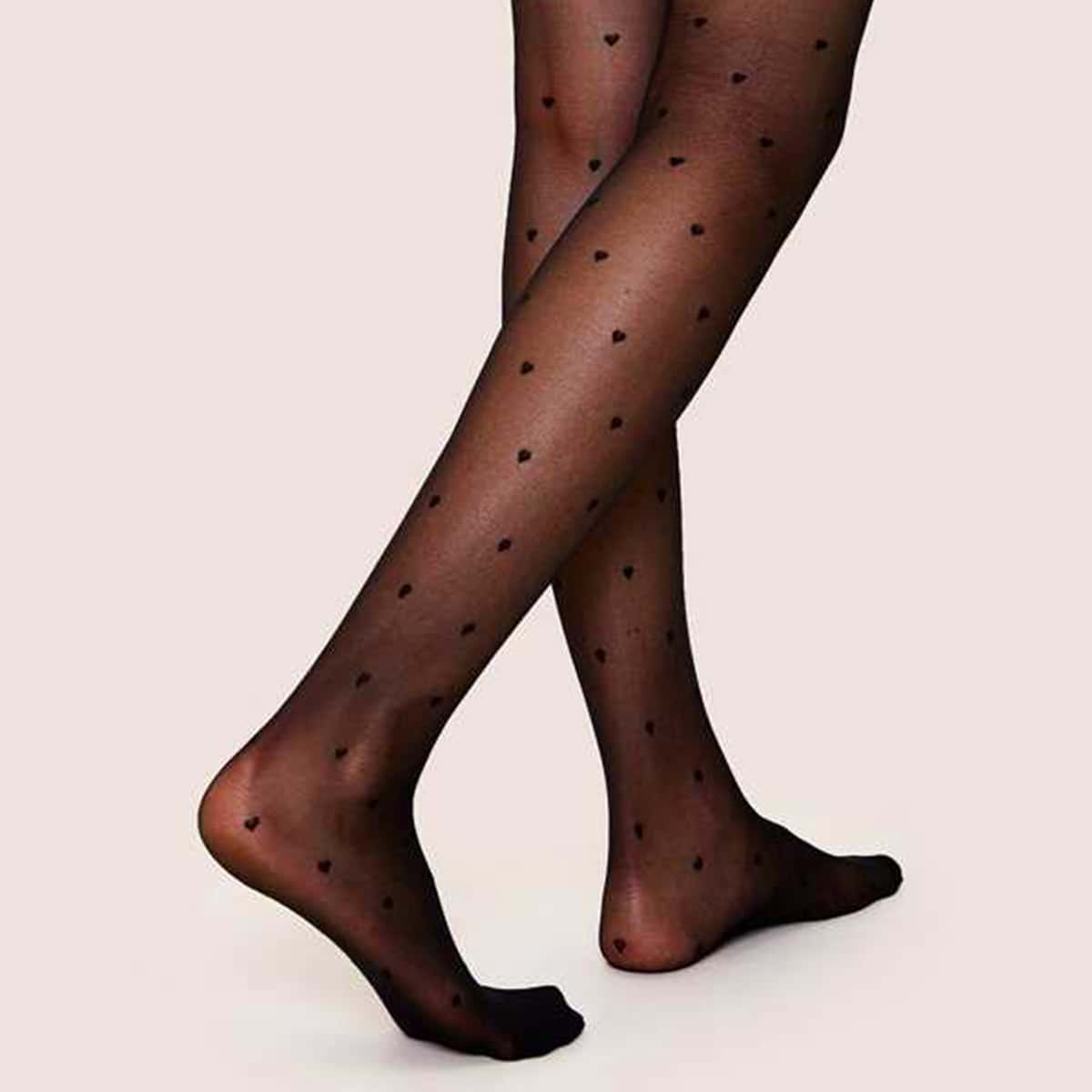 

Heart Mesh Tights, Black