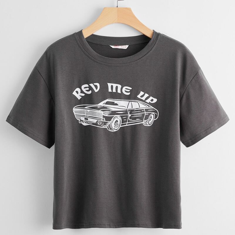 

Letter Car Graphic Tee, Grey