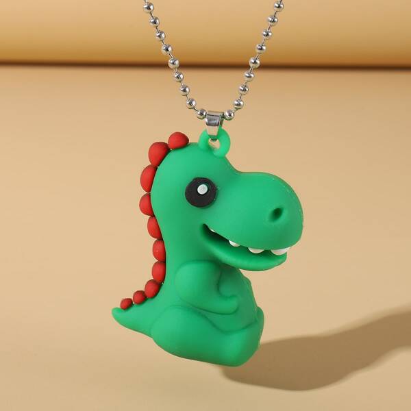 

Girls Dinosaur Charm Necklace, Green