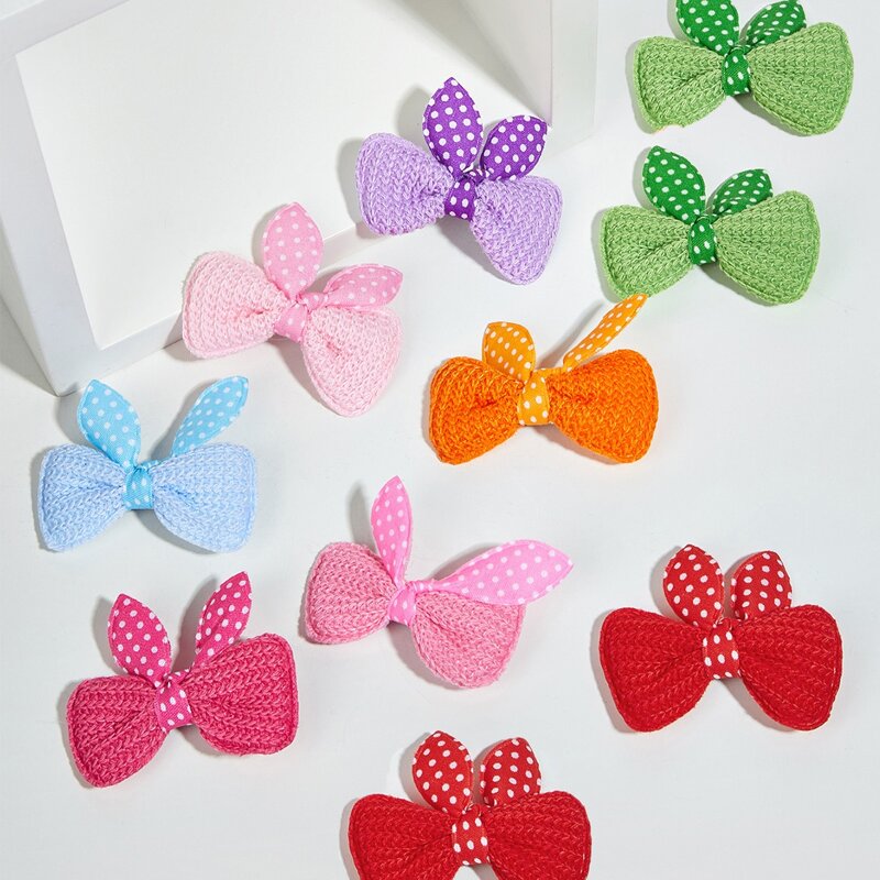 

10pcs Knit Bow Decor Cat Hair Clip, Multicolor