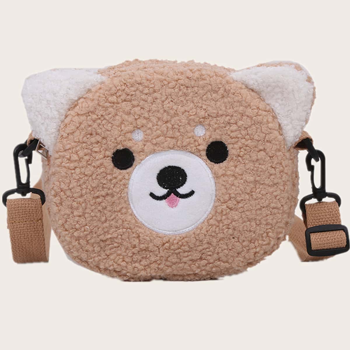 

Cartoon Bear Round Crossbody Bag, Khaki