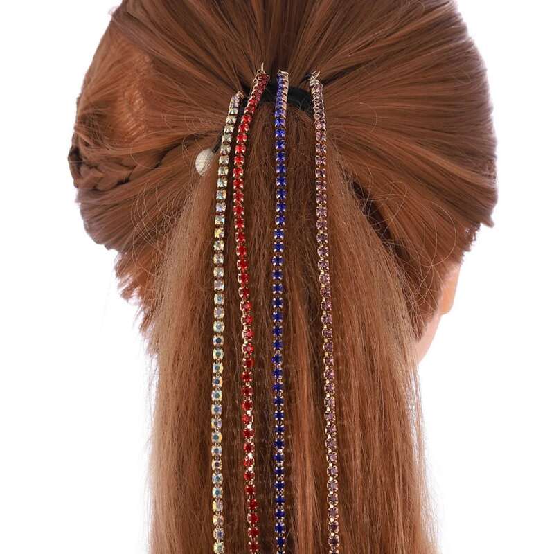

4pcs Rhinestone Tassel Hair Clip, Multicolor