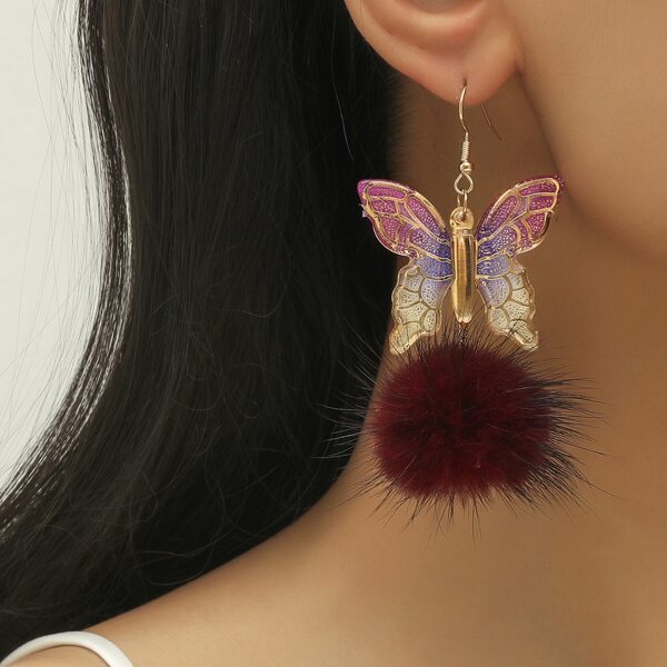 

Pom Pom & Butterfly Charm Drop Earrings, Burgundy