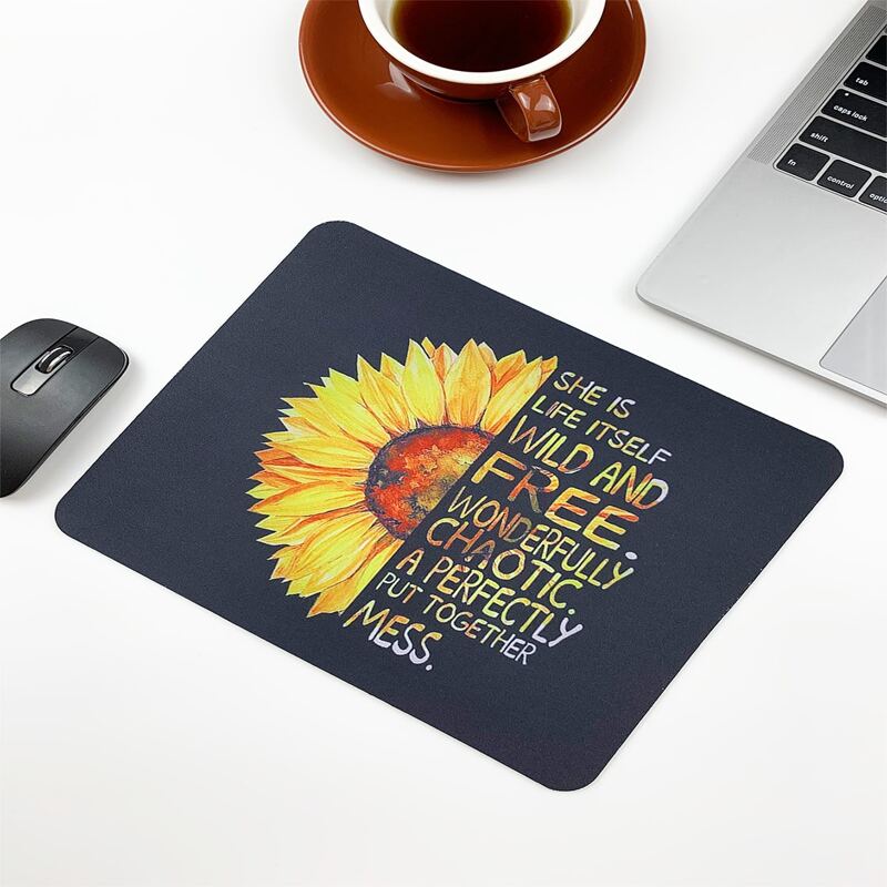 

Sunflower & Letter Graphic Mouse Pad, Multicolor
