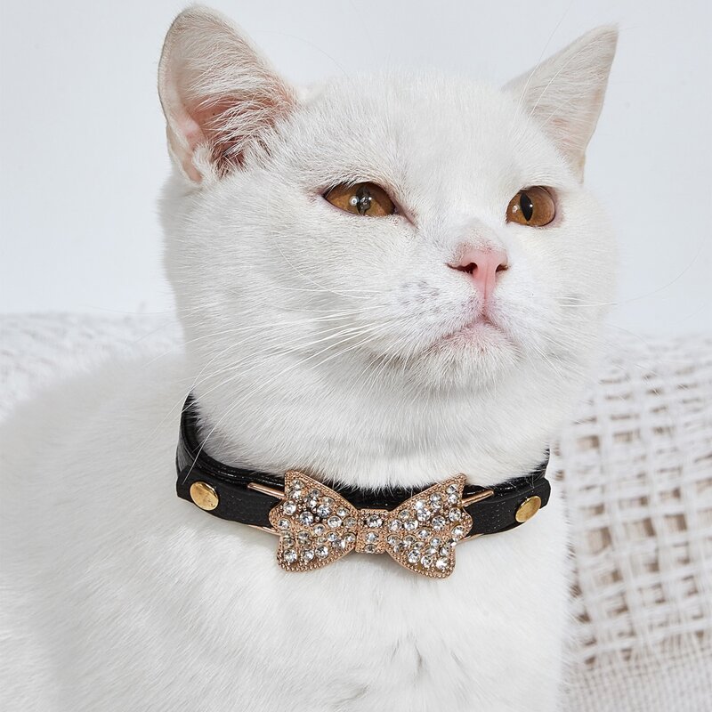 

Rhinestone Bow Decor Cat Collar, Black