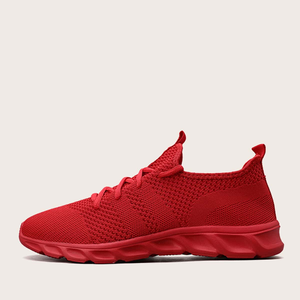 

Lace-up Decor Knit Sneakers, Red