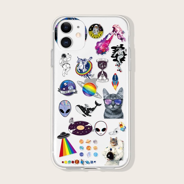 

Чехол для iPhone с мультипликационным принтом, Прозрачный