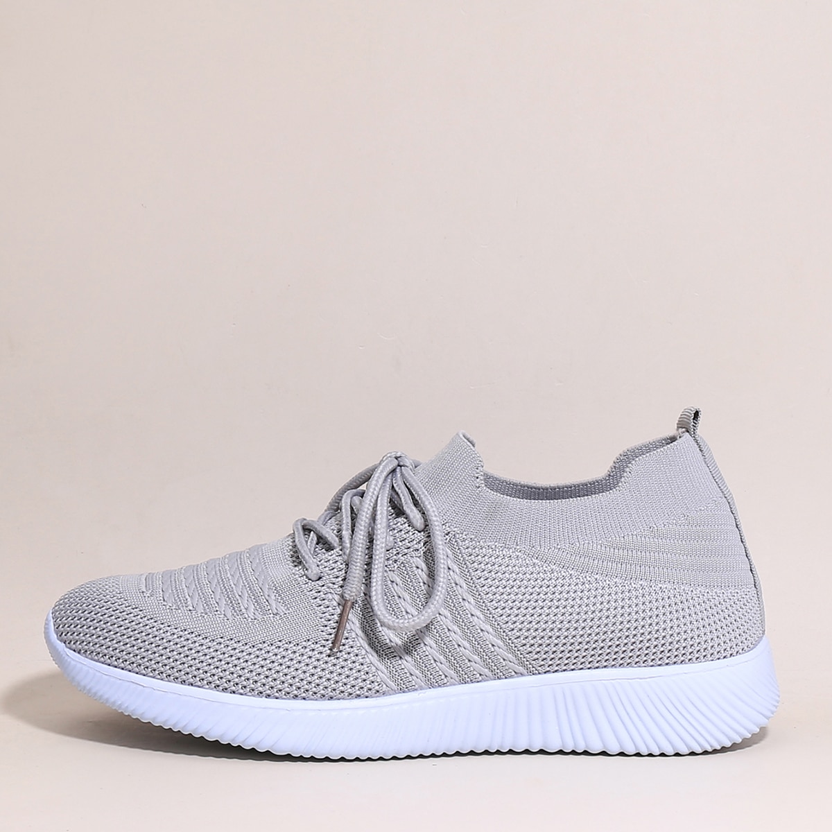 Image of Lace Up Decor Knit Running Shoes