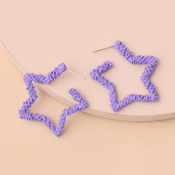 

Hollow Out Star Decor Earrings, Purple