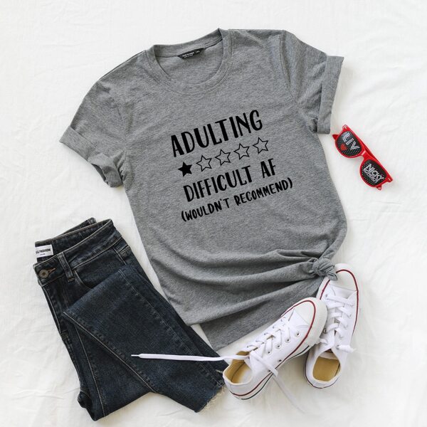 

Plus Marled Slogan Graphic Tee, Grey