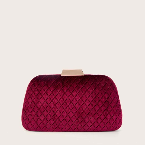 

Corduroy Box Clutch Bag, Burgundy