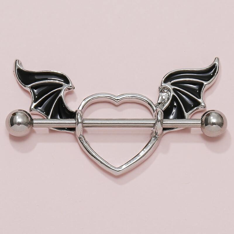 

1pc Love Wings Charm Nipple Ring, Multicolor