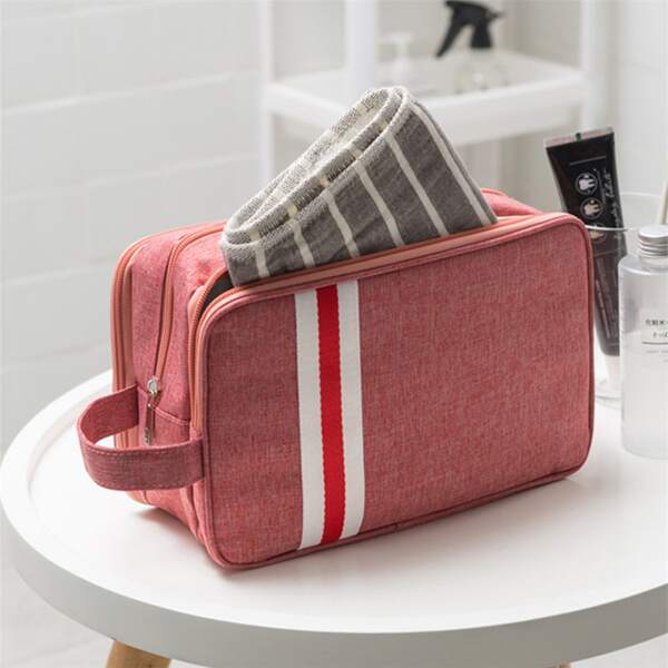 

Striped Pattern Travel Storage Bag, Red