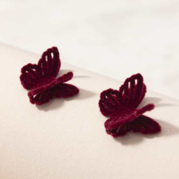 

Butterfly Design Stud Earrings, Burgundy