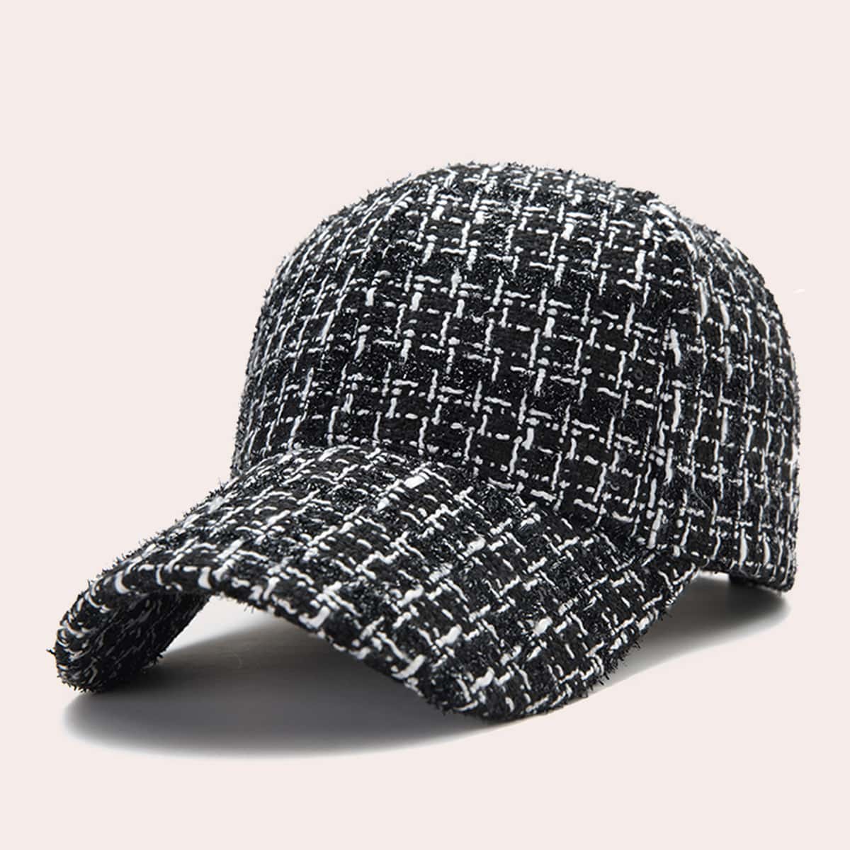

Plaid Baseball Cap, Black