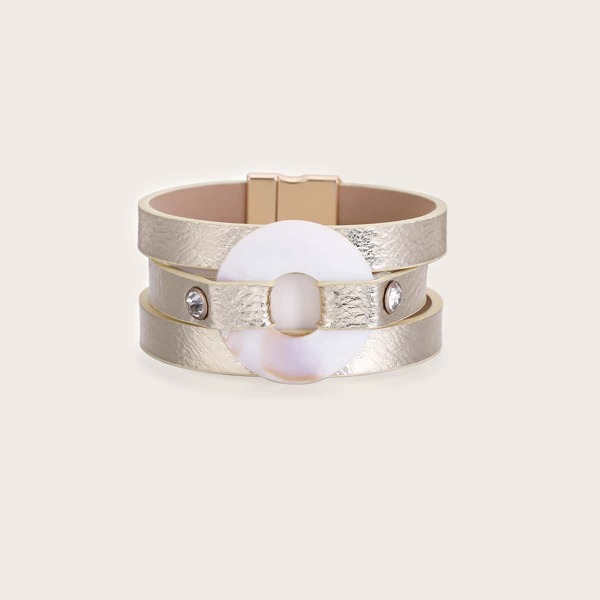 

Rhinestone Round Decor Layered Bracelet, Gold