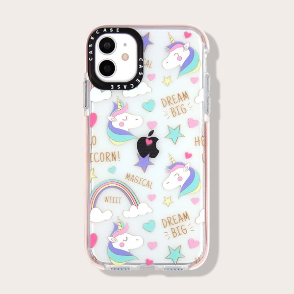 

Cartoon Unicorn Print iPhone Case, Multicolor