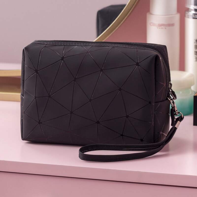 

Geometric Pattern Cosmetic Storage Bag, Black