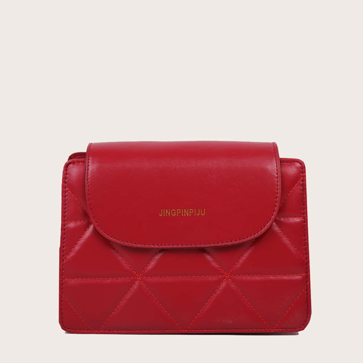 

Solid Quilted Crossbody Bag, Red