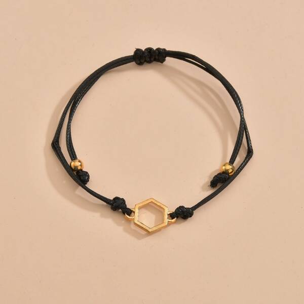 

Hollow Out Geo Decor Bracelet, Black