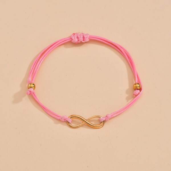 

Infinity Decor String Bracelet, Pink