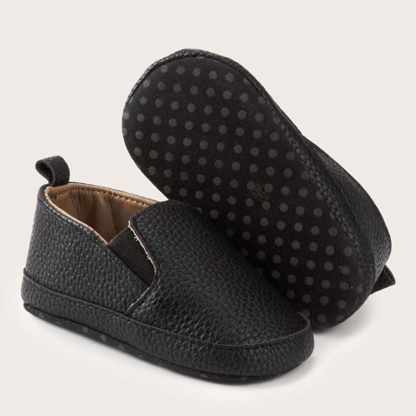 

Baby Boy Litchi Embossed Slip On Flats, Black