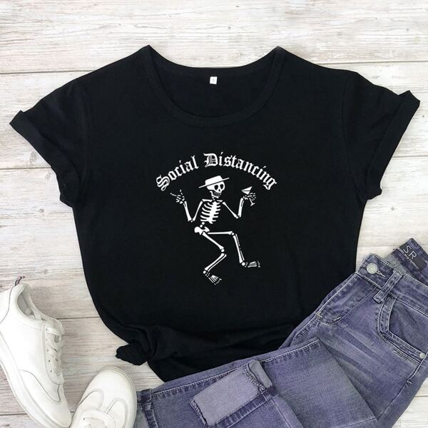 

Skull And Letter Graphic Tee, Black