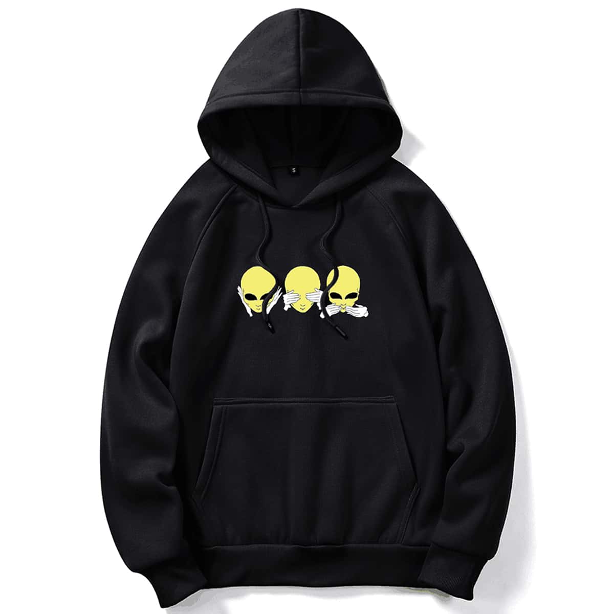 

Guys Alien Graphic Drawstring Pocket Hoodie, Black