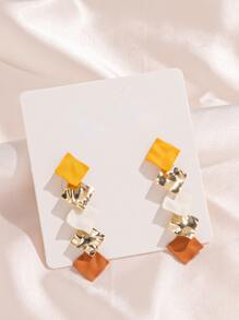 Pendientes con cuadro de color combinado - Multicolor - Ver 2
