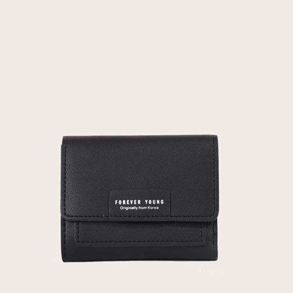 

Letter Graphic Fold Over Small Wallet, Black