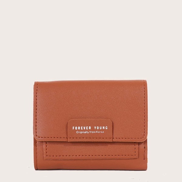

Letter Graphic Fold Over Small Wallet, Brown